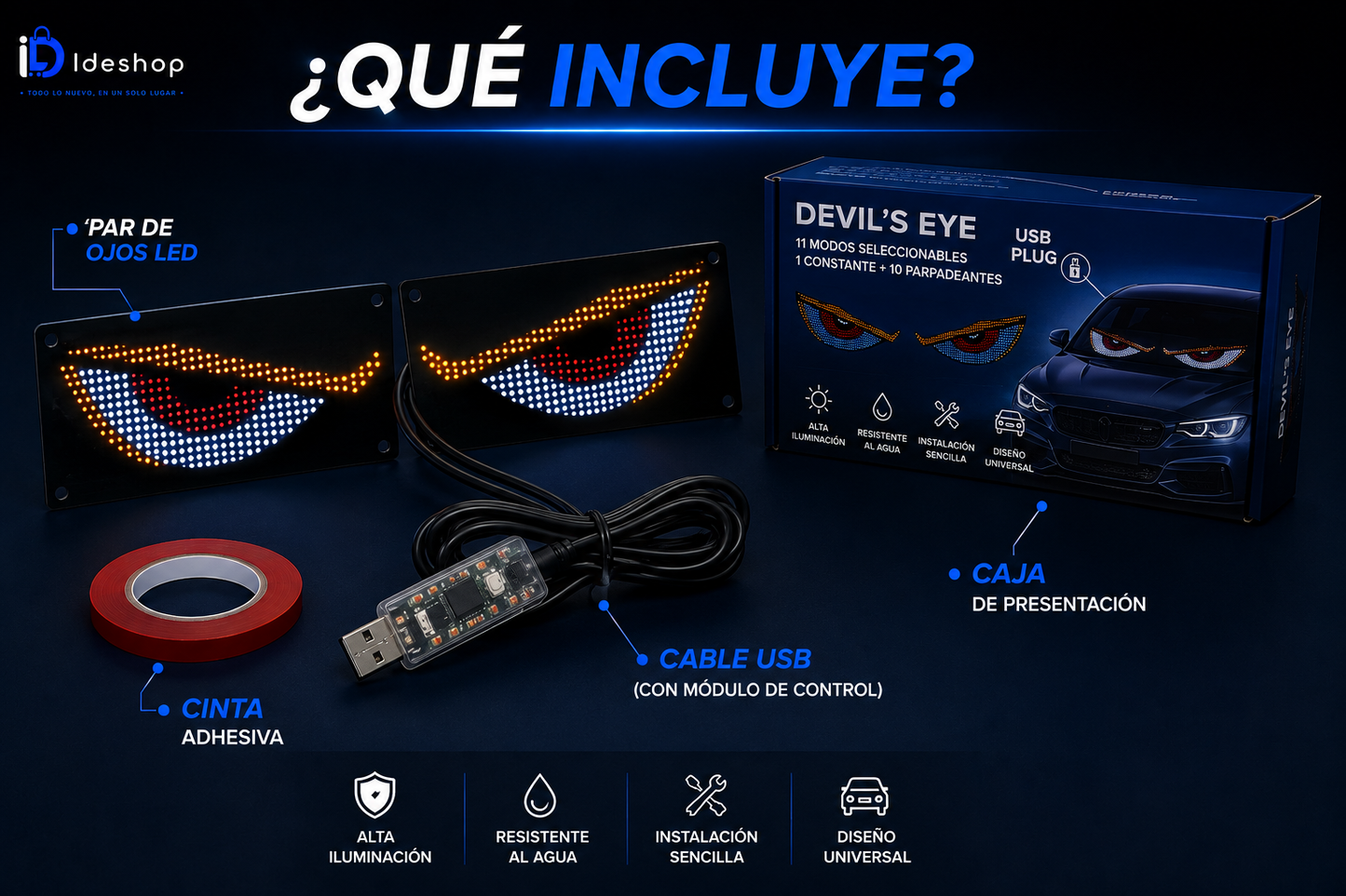 Ojos LED RGB para Autos – Iluminación Premium con Control🚘